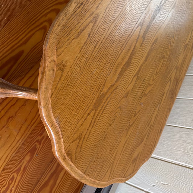 Traditional Vintage Traditional Solid Oak Oval Trestle Coffee Table For Sale - Image 3 of 11