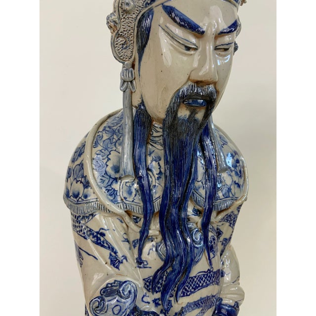 Large Blue and White Immortal Statue For Sale - Image 4 of 12