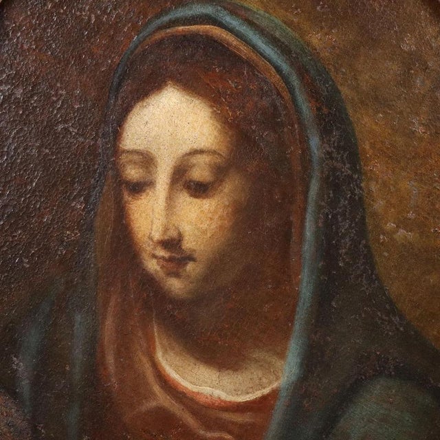 Northern Italian School Artist, Face of the Virgin Mary, Oil Painting on Canvas, Framed For Sale - Image 3 of 9