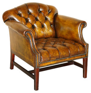 Antique Chesterfield Chair in Cigar Brown Leather, 1900