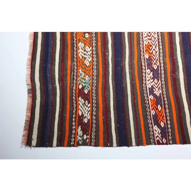 Orange 1960s Turkish Handwoven Kilim Rug -4' 7'' X 6' 7'' For Sale - Image 8 of 12