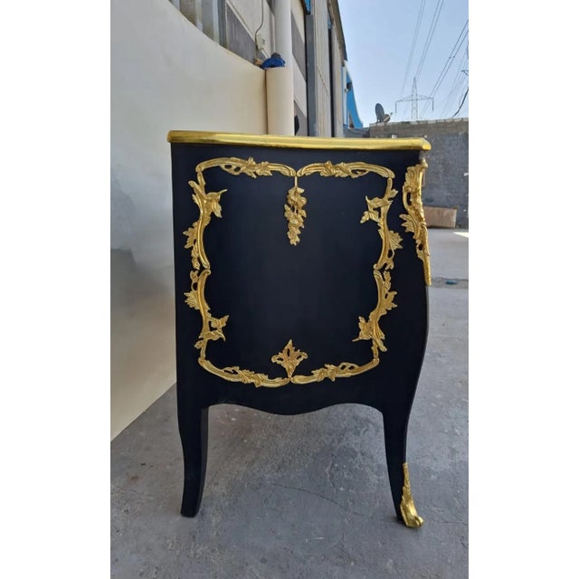1960s 1990s Black and Gold Leaf Dresser Commode Chest of Drawers For Sale - Image 5 of 5