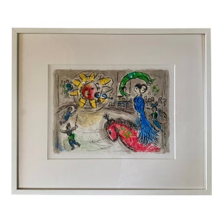 Marc Chagall Soleil Au Cheval Rouge Lithograph 1979, Framed For Sale