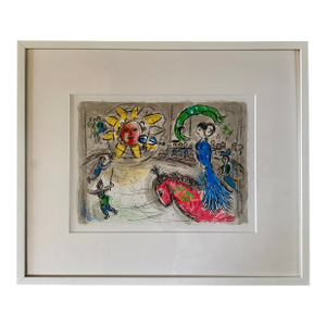 Marc Chagall Soleil Au Cheval Rouge Lithograph 1979, Framed