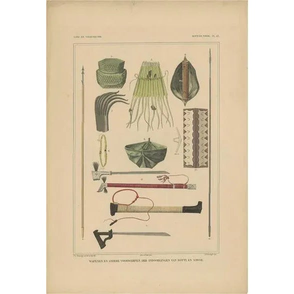 C.J. Temminck, Weapons and Tools of Roti & Sawoe Indonesia, 1840, Paper For Sale - Image 5 of 5