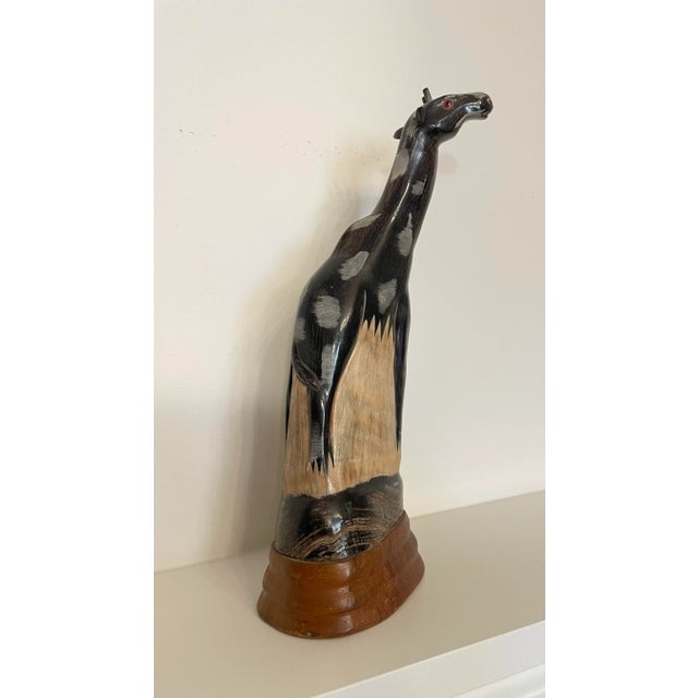 Wood Tribal Wood Carved Giraffe Tabletop Figurine For Sale - Image 7 of 9