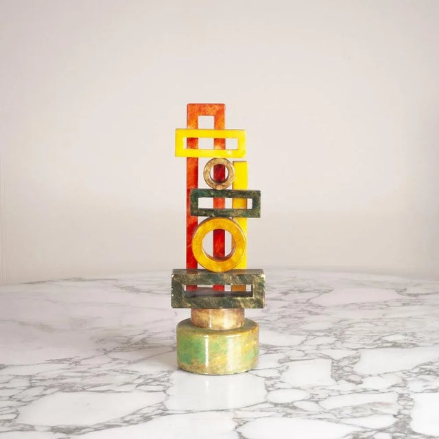 Modern Marble Totem Sculpture, 1970s, in Good conditions. Designed 1970 to 1979
