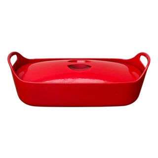 Mid-Century Modern Red Enamel Cast Iron Pot by Timo Sarpaneva for Rosenlew of Finland, 1960s For Sale
