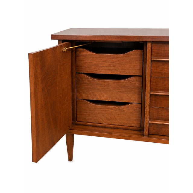 Mid-Century Modern Rare Kent Vintage Coffey Mid Century Modern Walnut Lowboy & Tallboy Dresser Set, 2 Pieces For Sale - Image 3 of 6