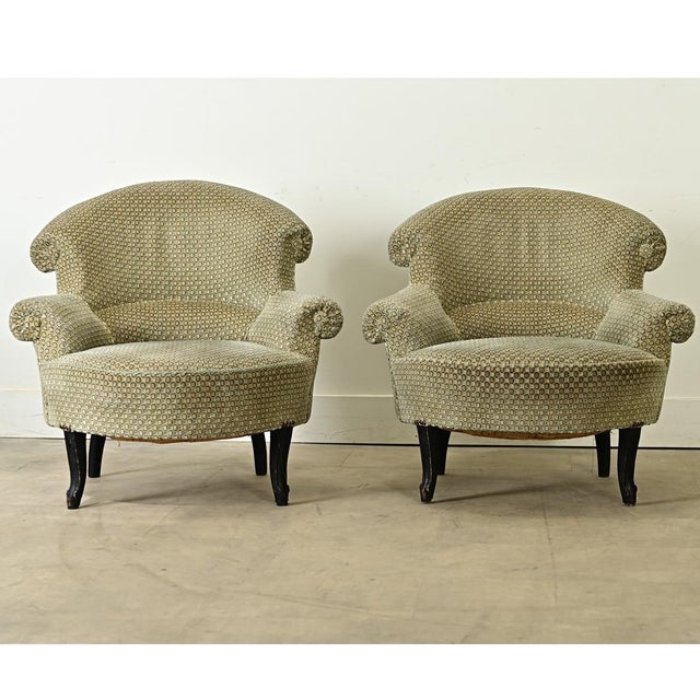 Early 19th Century French Pair of 19th Century Napoleon III Club Chairs For Sale - Image 5 of 12