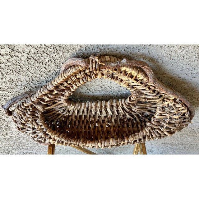 Mid 20th-Century Rustic Adirondack-Style Handwoven Willow & Branch Wall Pocket For Sale - Image 9 of 12
