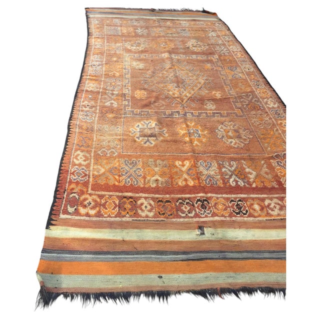 Terra Cotta Vintage Moroccan Berber Rug, Handwoven Wool & Goat Hair, 1960 For Sale - Image 8 of 15