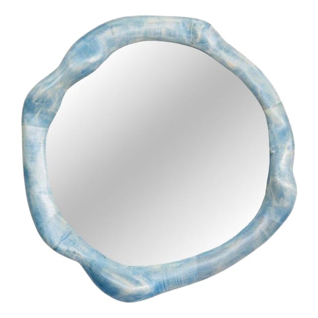 White Bleached Maple and Wood Stain Round Wall Mirror by Alexander Knysch For Sale