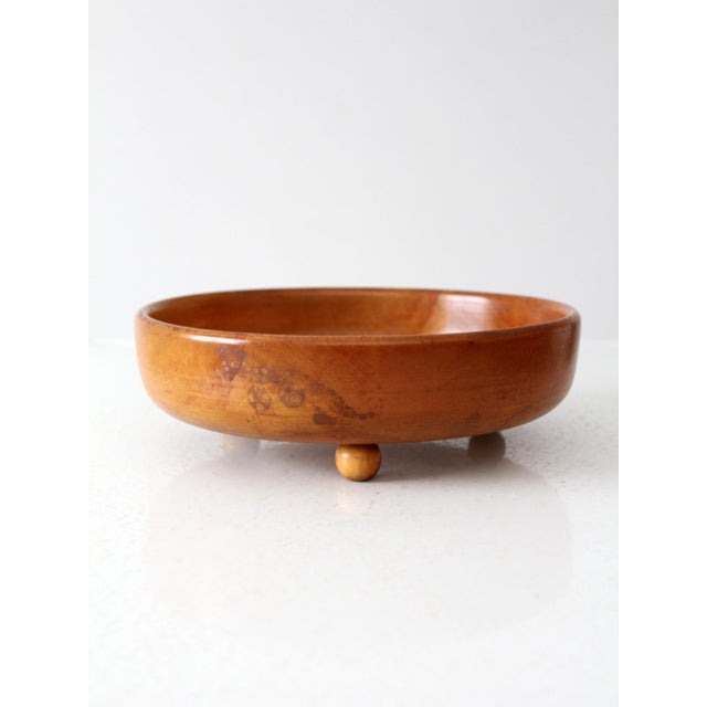 Mid 20th Century Vintage Footed Wood Bowl For Sale - Image 5 of 8