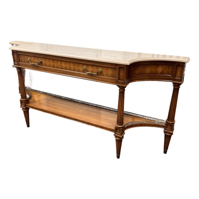 Neoclassical Weiman Neoclassical Marble Top Console Table For Sale - Image 3 of 12