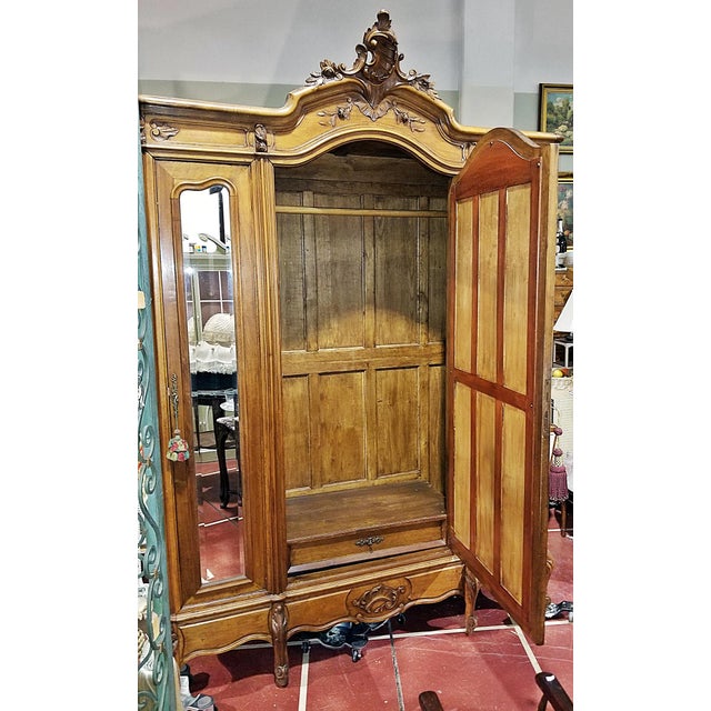 Late 19th Century Antique French Armoire, 3 Door Louis XV Style For Sale - Image 5 of 13