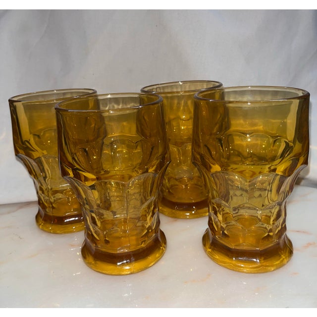 1960s 1960s Mid-Century Modern Amber Viking Glass Juice Glasses- Set of 4 For Sale - Image 5 of 6