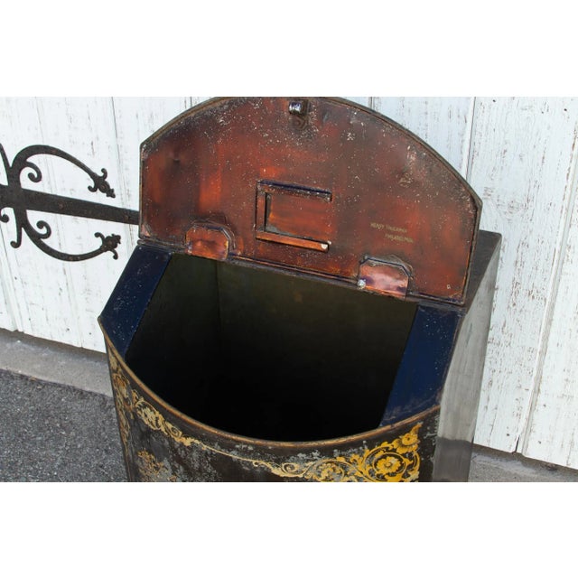 19th Century Antique Black & Gilt Chinoserie Drum Canister For Sale - Image 5 of 12