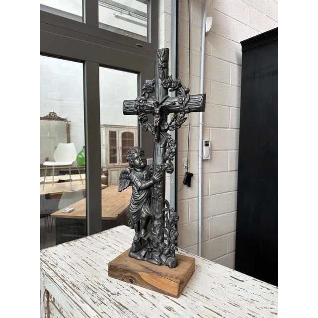 Antique Cast Iron Cross, 1890s For Sale - Image 3 of 5