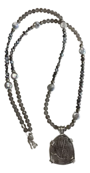 Antique "8 Reales" Spanish Coin Pendant & Necklace
