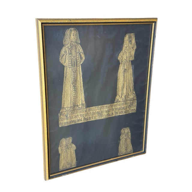 Early 20th Century Framed English Brass Rubbing of Composer Robert Fayrfax & His Wife Agnes For Sale In Phoenix - Image 6 of 6