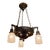 Circa 1920’s Dark Brozed Patina Chandelier With Ribbed Glass Shades For Sale - Image 4 of 5