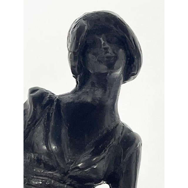 Metal Art Nouveau Demoiselle À La Balancelle Tabletop Vanity Mirror by Erté, Paris, 1907 For Sale - Image 7 of 12
