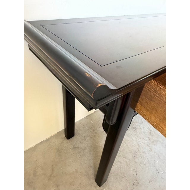 Vintage Century Furniture Chinoiserie Black Lacquered Ebonized Console Sofa Table For Sale In Miami - Image 6 of 12