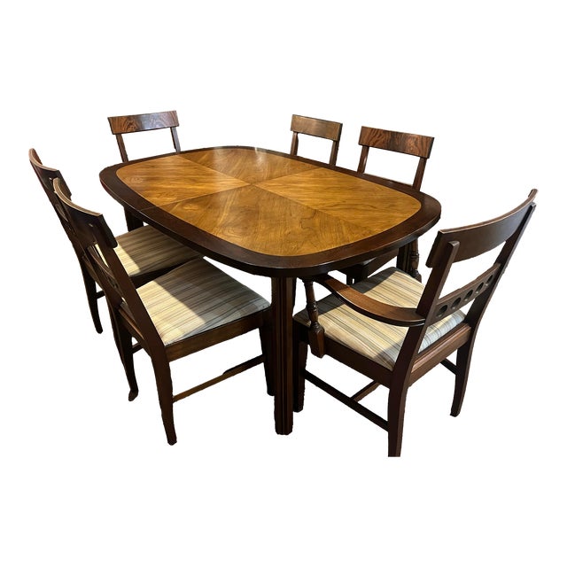 1960s Lane Tower Suite Collection Table With Chairs - Set of 7 For Sale