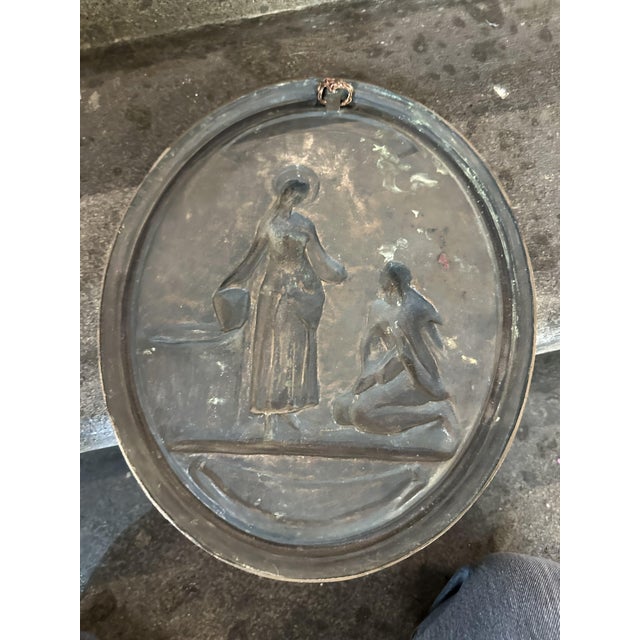 Metal Oval Bronze Plaque by Narcisse Cotte, 1885 For Sale - Image 7 of 8