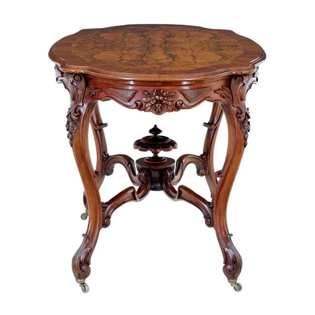 Carved Walnut Occasional Table, 1890s For Sale - Image 10 of 11