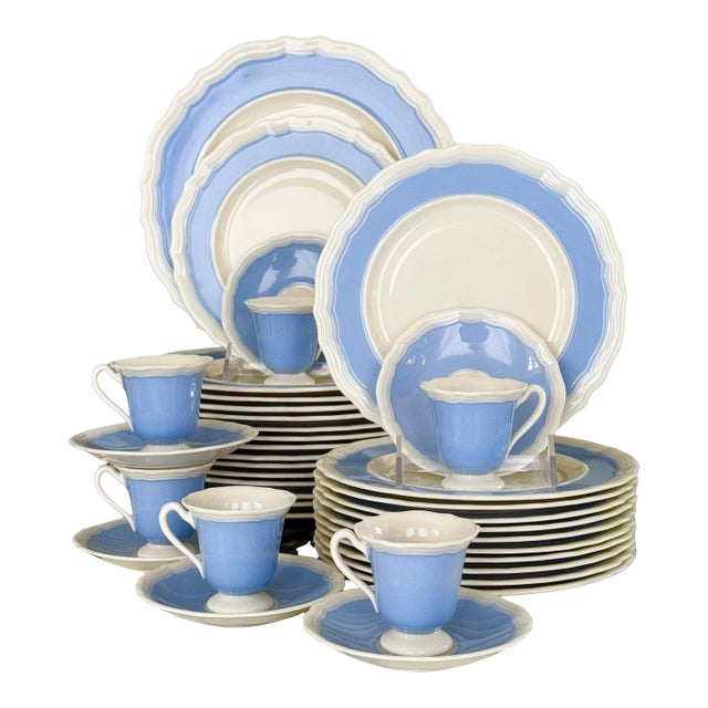 Antique Art Deco Lenox Periwinkle Blue High Fired Porcelain Dish Lot - 39 Pieces For Sale