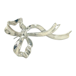 1990s Tiffany & Co Estate Ribbon Brooch Pin Sterling Silver