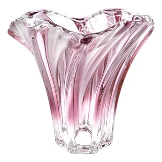 Cranberry Clear Glass Vase by Josef Hospodka, 1960s For Sale