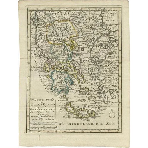 Late 18th Century Antique Map of Greece by Keizer & De Lat, 1788 For Sale - Image 5 of 5