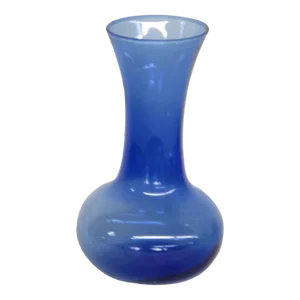 Blue Glass Long Neck Bulbous Wide Bottom Vase