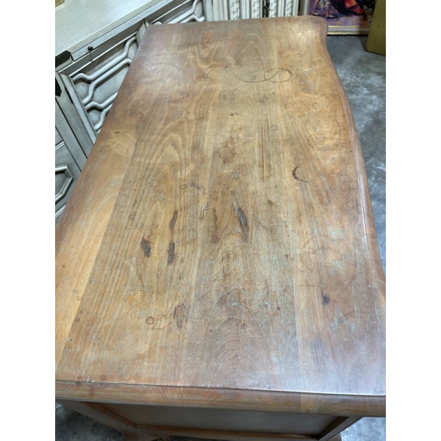 Shabby Chic Bleached Walnut Queen Anne Lowboy Silver Chest For Sale - Image 3 of 6