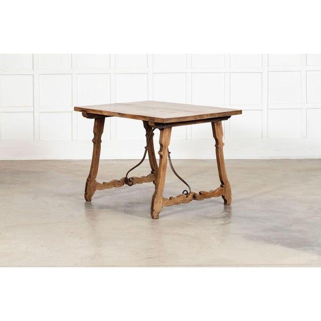 Brown Spanish Walnut and Iron Trestle Table, 1870s For Sale - Image 8 of 16