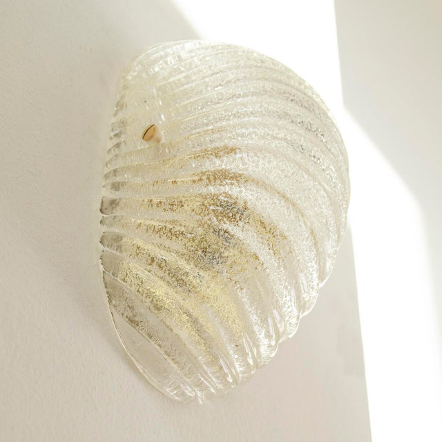 Glass Italian Murano Glass and Brass Wall Lights, 1990s, Set of 2 For Sale - Image 7 of 12