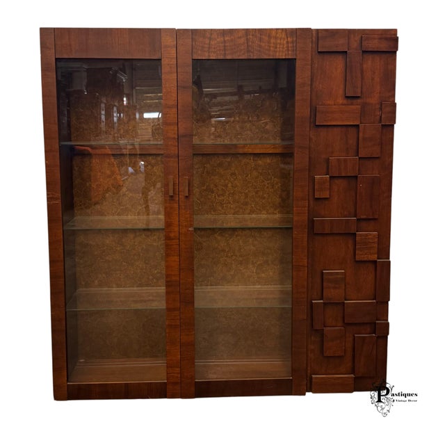 Vintage Lane Staccato Collection Brutalist Style Mahogany Bookcase / Storage Cabinet For Sale - Image 10 of 10