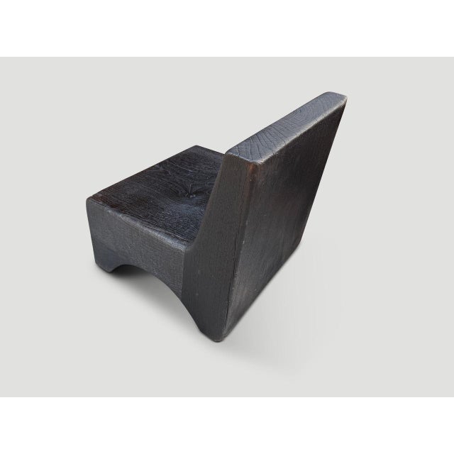Andrianna Shamaris Minimalist Charred Teak Wood Low Chair For Sale In New York - Image 6 of 6
