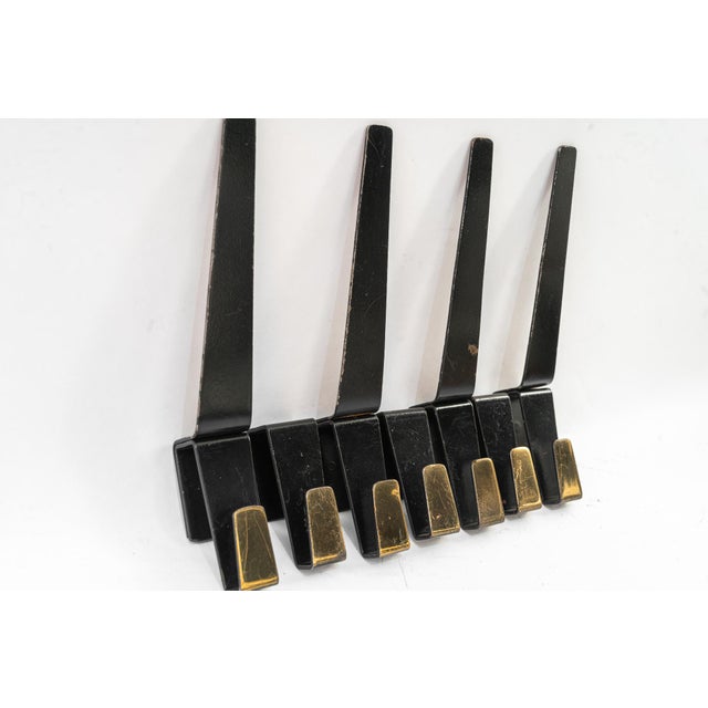 1960s Black and Brass Wall Hooks, Vienna, Austria, 1960s, Set of 7 For Sale - Image 5 of 10