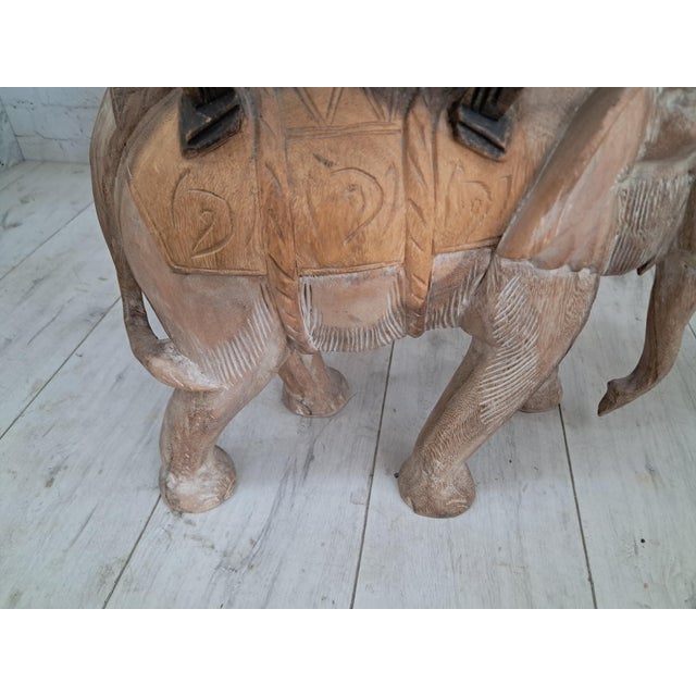 Vintage Hand-Carved Wooden Elephant Plant Stand, 1960s For Sale - Image 9 of 18