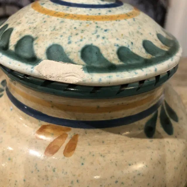 1990s Italian Hand Painted Ceramic Canister - a Pair For Sale - Image 10 of 12