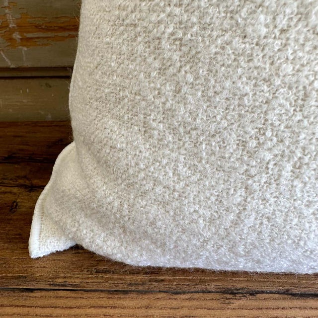Not Yet Made - Made To Order Bouclette French Wool Accent Pillow in Blanc With Down Insert For Sale - Image 5 of 6