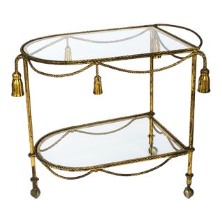 Mid-Century Italian Gilt Tassel Cart For Sale
