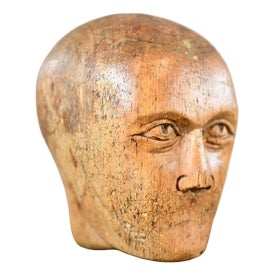 German Carved Wooden Milliners Head, 1890s For Sale