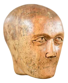 German Carved Wooden Milliners Head, 1890s