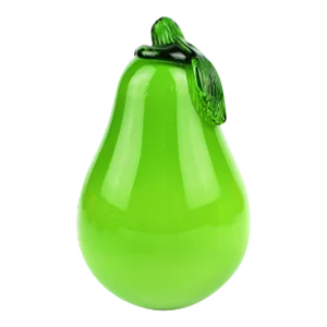 Mid Century Modern Handblown Green Pear Figurine Art Glass