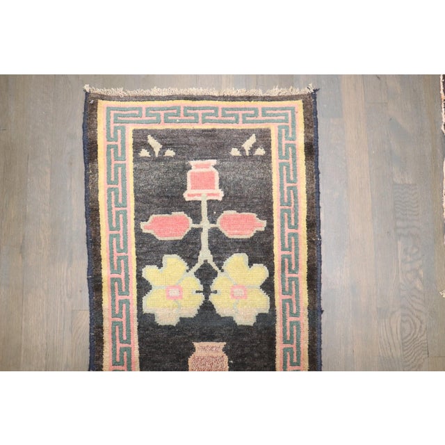 Narrow Small Vintage Tibetan Floral Runner rug no. j5293 For Sale - Image 4 of 5